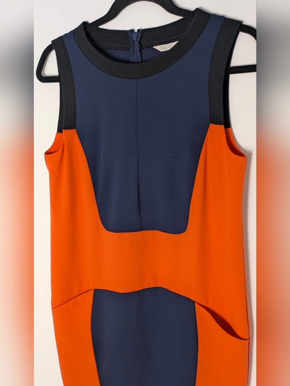 Rachel Roy Sheath Dress Women's Size 2 Lined Cap Sleeves Color Block Career - Picture 4 of 12